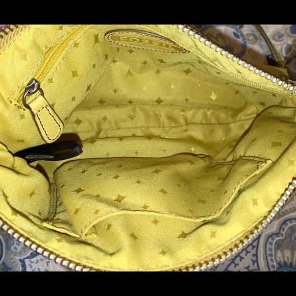 Fossil Crossbody Handbag Yellow Zipper I.D. Holder - Picture 3 of 8